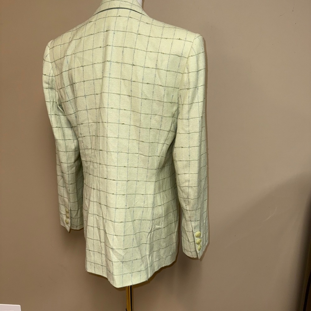 CARLISE Women's Light Green Plaid Blazer Jacket‎ Size 8 - Picture 4 of 8